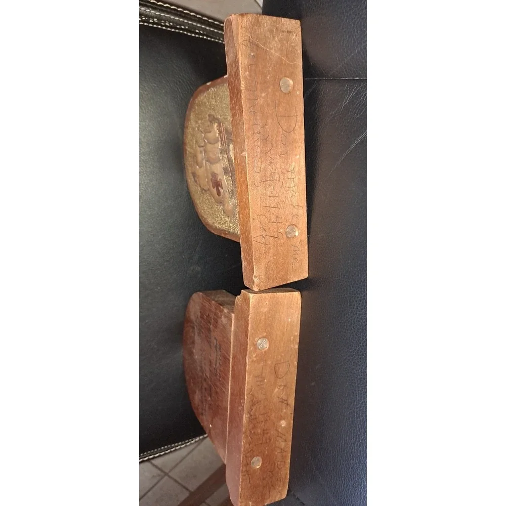 Hand Carved Wooden Bookends Pirate Ship May 1949
